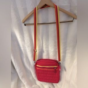 Sondra Robert’s Squared ADORABLE Pink Quilted Puffer Crossbody Bag, NWOT